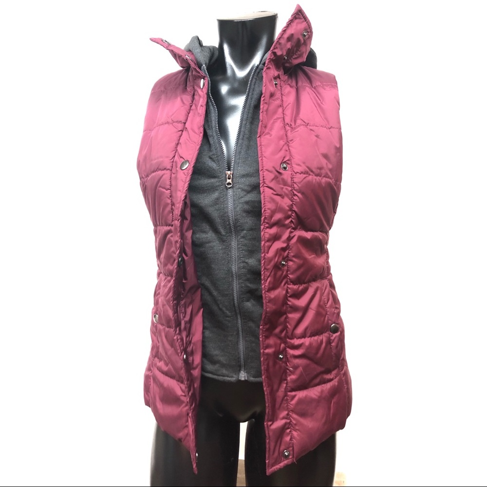 Arizona Jean Co Burgundy and Gray Vest